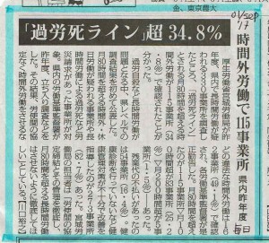 過労死ライン34％超 20170901